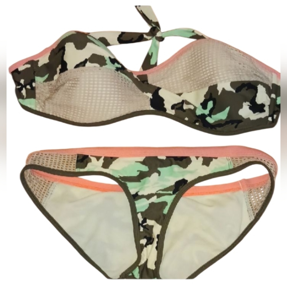 Body Glove Green and Black Bikini Sporty Camouflage